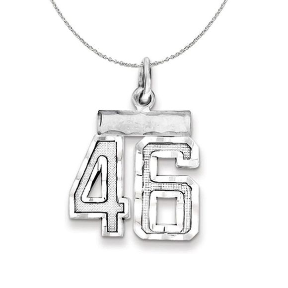 Silver, Varsity Collection, Small D/C Number 46 Necklace - 20 In - Picture 1 of 7